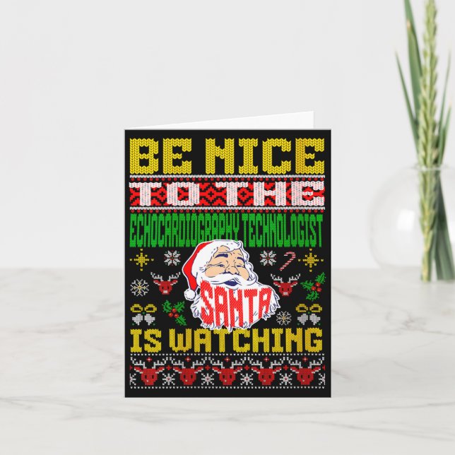 Womens Echocardiography Tech Christmas Ugly Sweate Card (Front)