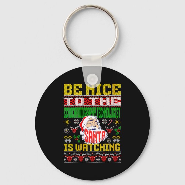 Womens Echocardiography Tech Christmas Ugly Sweate Keychain (Front)