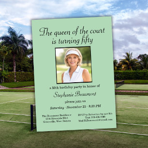 Women's Elegant Photo Tennis 50th Birthday Party Invitation