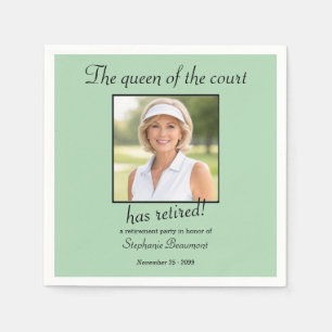 Women's Elegant Photo Tennis Theme Retirement   Napkin