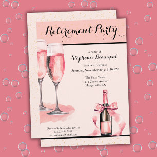 Women's Elegant Pink Champagne Retirement Party Invitation