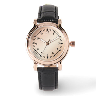 Women's Elegant Rose Gold Vintage Black Strap Watch
