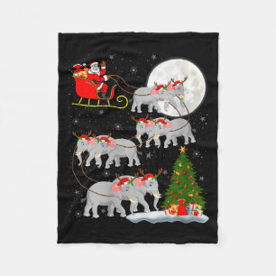 Womens Elephant Santa Sleigh Flying Funny Magical  Fleece Blanket