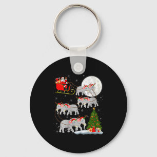 Womens Elephant Santa Sleigh Flying Funny Magical Keychain