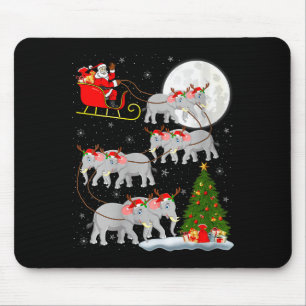 Womens Elephant Santa Sleigh Flying Funny Magical  Mouse Pad