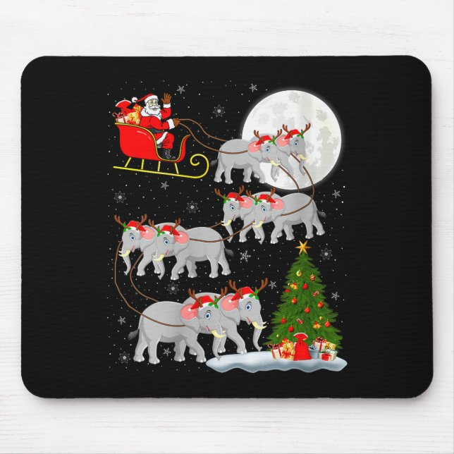 Womens Elephant Santa Sleigh Flying Funny Magical  Mouse Pad (Front)
