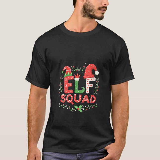 Womens Elf Squad Pyjamas Xmas Funny Elf Family Chr T-Shirt (Front)