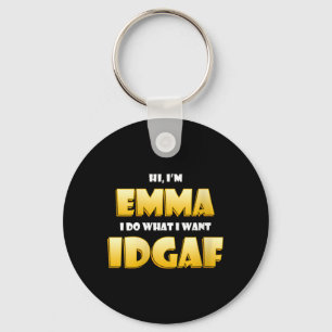 Womens Emma Joke IDGAF Meme Funny Halloween Girl Keychain