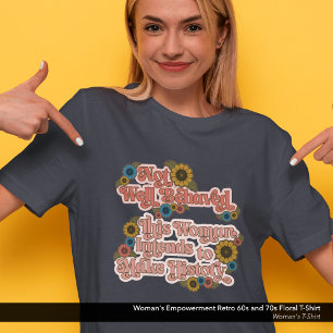 Women's Empowerment Retro 60s and 70s Floral T-Shirt