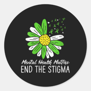 Womens End The Stigma Shirt Mental Health Awarenes Classic Round Sticker