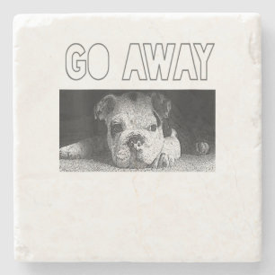 Womens English Bulldog Puppy Social Distancing Stone Coaster