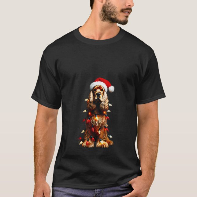Womens English Cocker Spaniel Santa Hat Christmas  T-Shirt (Front)