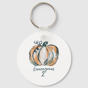 Womens Enneagram 2 Watercolor Pumpkin Fall Thanksg Keychain