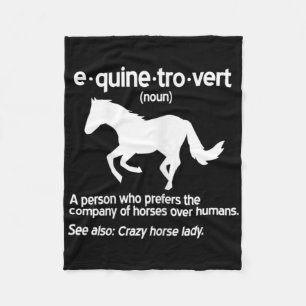 Womens Equinetrovert Definition Equine Horse Lady  Fleece Blanket