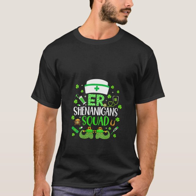Womens ER Shenanigans Squad Nurse Emergency Room S T-Shirt (Front)