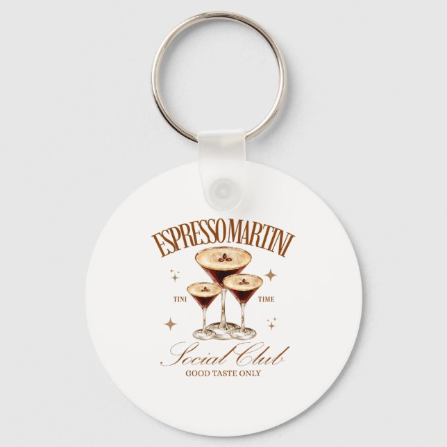 Womens Espresso Martini Social Club Drinking Tail  Keychain (Front)