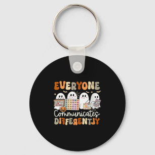 Womens Everyone Communicates Differently Halloween Keychain