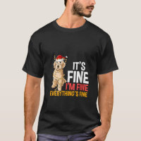 Womens Everything Is Fine Goldendoodle Christmas L