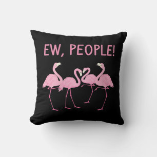 Womens Ew People Funny Flamingo Social Distancing Throw Pillow