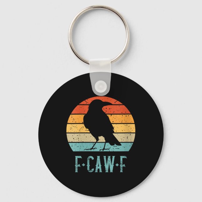 Womens F-caw-f Black Crow Black Bird Retro Sunset  Keychain (Front)