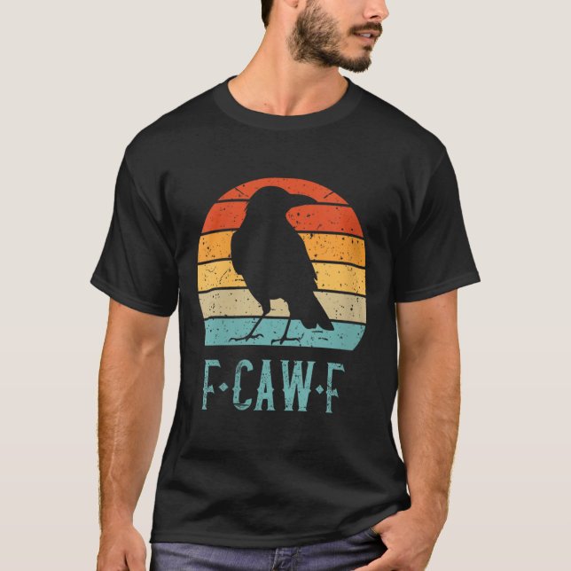 Womens F-caw-f Black Crow Black Bird Retro Sunset  T-Shirt (Front)