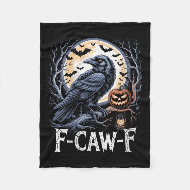 Womens F-caw-f Halloween Crow Moon Funny Fcawf Sok Fleece Blanket (Front)