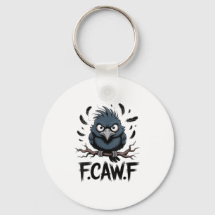 Womens F-caw-f Raven Moon Gothic Halloween, Black Keychain