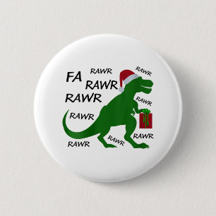 Womens Fa Rawr Dinosaur T-rex Xmas Party Santa T-r 2 Inch Round Button