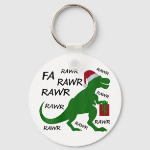 Womens Fa Rawr Dinosaur T-rex Xmas Party Santa T-r Keychain
