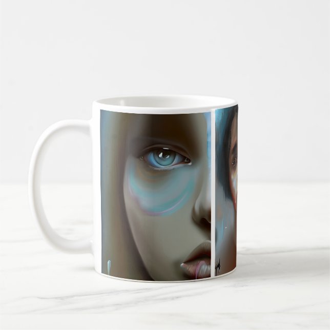 Women's Faces AI Generated Art Coffee Mug (Left)