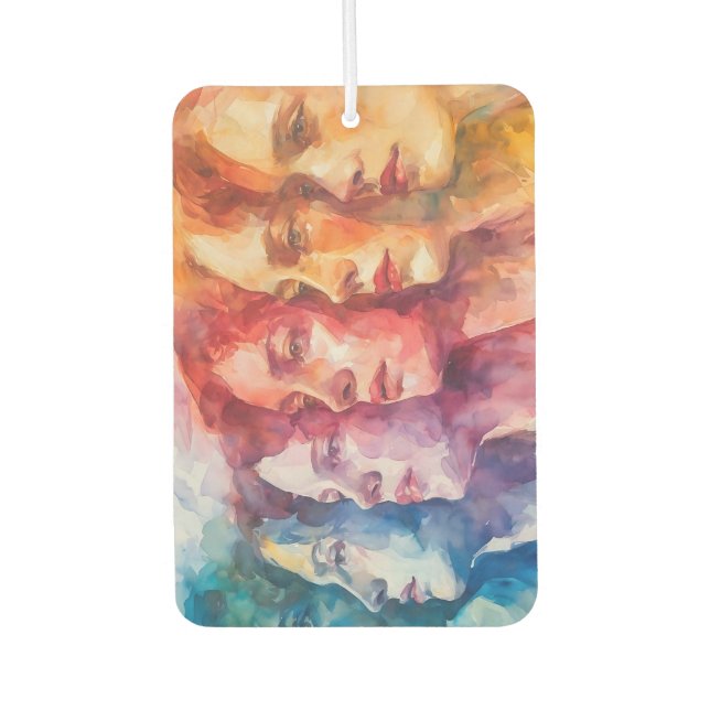 Women's Faces - Watercolor Painting Air Freshener (Front)