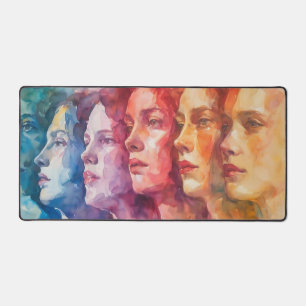 Women's Faces - Watercolor Painting Desk Mat