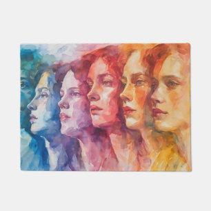 Women's Faces - Watercolor Painting Doormat