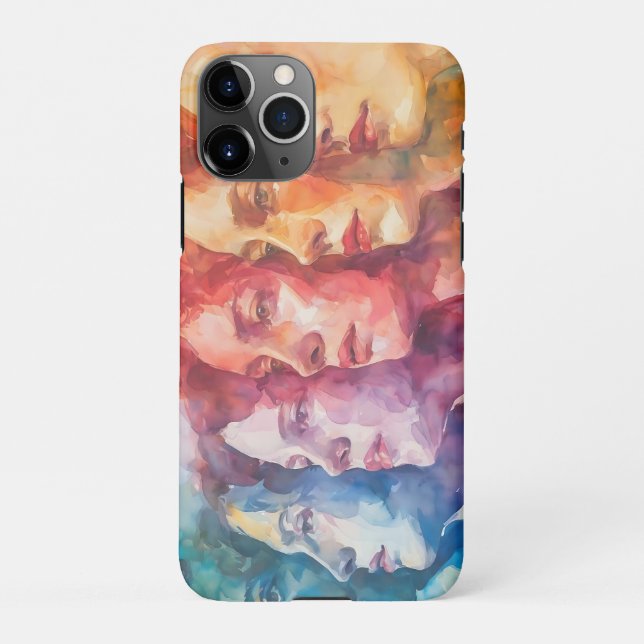 Women's Faces - Watercolor Painting iPhone Case (Back)