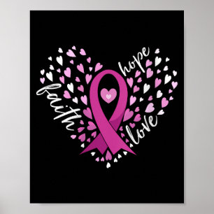 Womens Faith Hope Love Breast Cancer Awareness Pin Poster