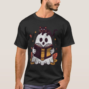 Womens Fall Autumn Book Ghost Reading Halloween T-Shirt
