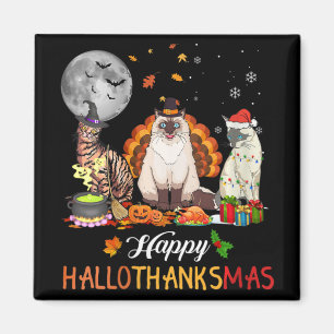 Womens Fall Autumn Cute Cat Halloween Thanksgiving Magnet