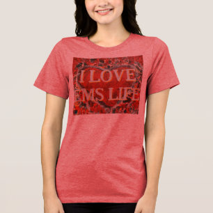 Women's Fancy Heart I love EMS  Tri-Blend Shirt