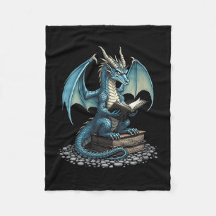Womens Fantasy Dragon Reading Magical Book Lover H Fleece Blanket