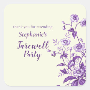 Women's Farewell Party Lavender Wildflower Square Sticker