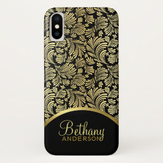 Women's Faux Gold Metallic Floral Abstract Pattern iPhone X Case
