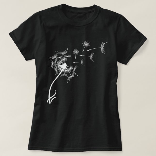 Womens Feather-light Dandelions Delicate Heart Lov T-Shirt (Design Front)