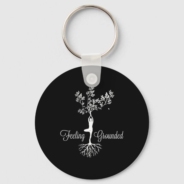 Womens Feeling Grounded Reaching Zen Yoga Instruct Keychain (Front)