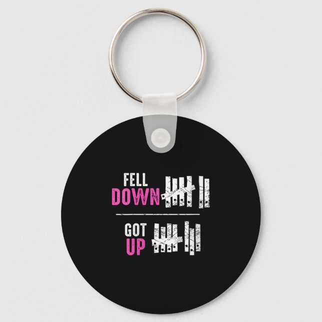 Womens Fell Down Got Up Motivational Funny Sitive  Keychain (Front)