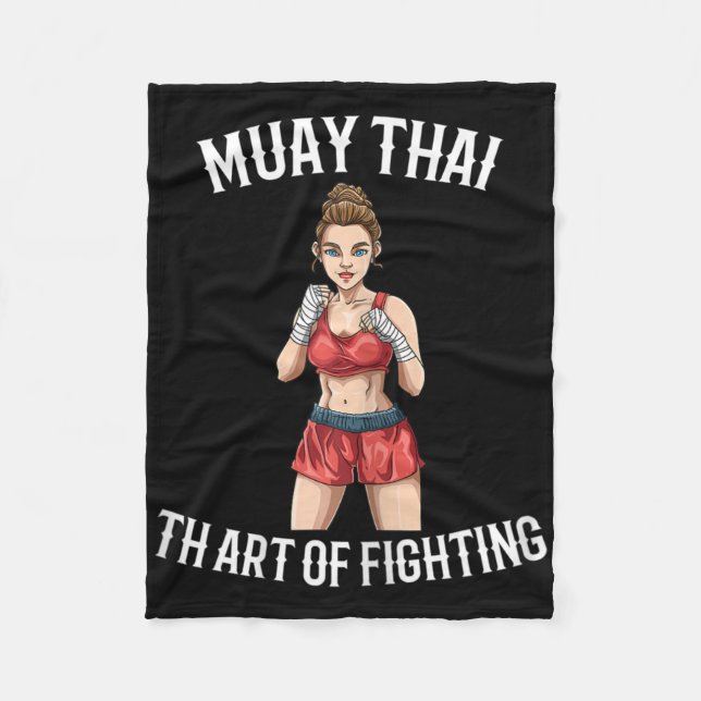 Womens Female Muay Thai Fighter - Thai Boxing Mma  Fleece Blanket (Front)
