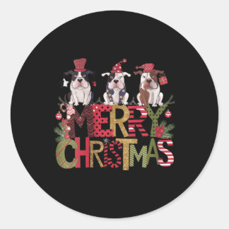Womens Festive merry Christmas' Bulldogs  Classic Round Sticker