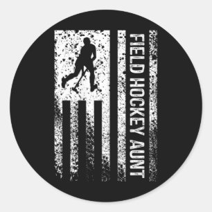 Womens Field Hockey Aunt Distressed Vintage Americ Classic Round Sticker