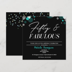 Women's Fifty and Fabulous Birthday Invitation