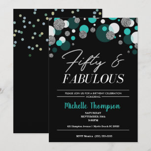 Women's Fifty and Fabulous Birthday Invitation