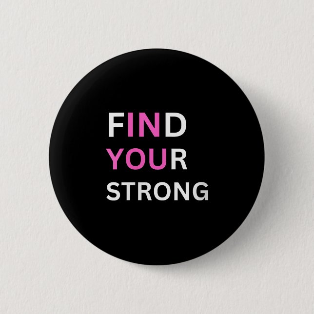 Womens Find Your Strong, In You! V-neck  2 Inch Round Button (Front)